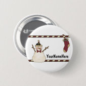Happy Snowman en Kerstmis stoppen Ronde Button 5,7 Cm (Voorkant /achterkant)