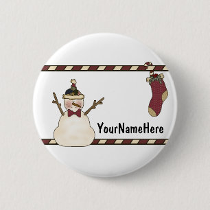 Happy Snowman en Kerstmis stoppen Ronde Button 5,7 Cm