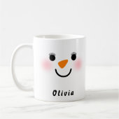 Happy Snowman Face Custom Name Girl Holiday Koffiemok (Links)