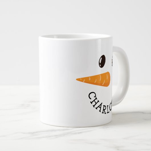 Happy Snowman Face Custom Name Holiday Gift Jumbo Grote Koffiekop (Voorkant rechts)