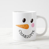 Happy Snowman Face Custom Name Holiday Gift Jumbo Grote Koffiekop (Rechts)