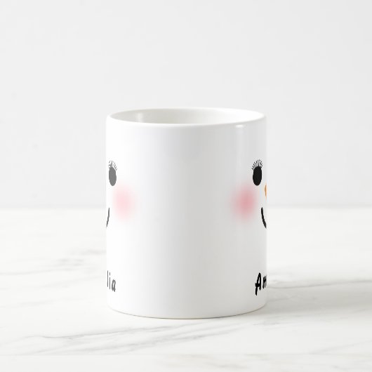 Happy Snowman Face Custom Name Holiday Koffiemok (Center)