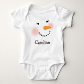 Happy Snowman Face Gepersonaliseerde Kinder naam Romper (Voorkant)