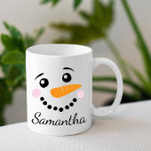 Happy Snowman Face Gepersonaliseerde Naam vakantie Mok