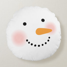 Happy Snowman Face Holiday Rond Kussen