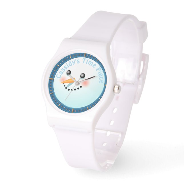 Happy Snowman Face Horloge (Hoek)