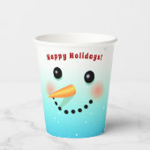 Happy Snowman Face Papieren Bekers (Achterkant)