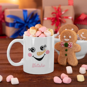 Happy Snowman Face Personal Name Holiday Koffiemok