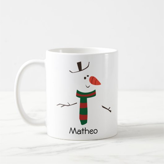 Happy Snowman Face Personal Name Holiday Koffiemok (Links)