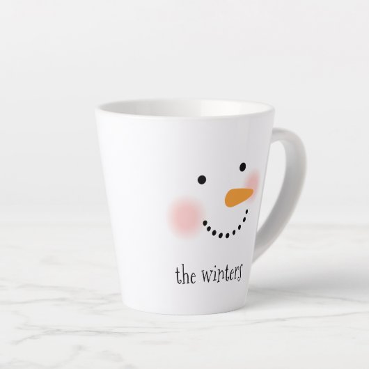Happy Snowman Face Personal Name Holiday Latte Mok (Rechterhoek)
