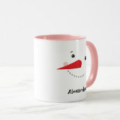 Happy Snowman Face Personal Name Holiday Mok (Voorkant rechts)