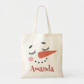 Happy Snowman Face Personal Name Holiday Tote Bag (Voorkant)