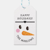 Happy Snowman Face Personalized Holiday Name Cadeaulabel (Voorkant)