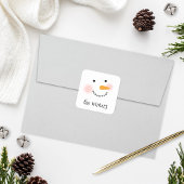 Happy Snowman Face Persoonlijke familienaam Vierkante Sticker