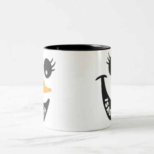 Happy Snowman Face Persoonlijke naam Holiday Gift Tweekleurige Koffiemok (Center)