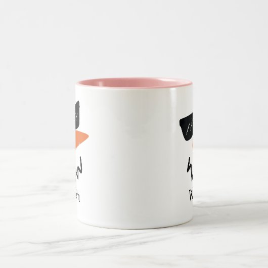 Happy Snowman Face Persoonlijke naam Holiday Two-T Tweekleurige Koffiemok (Center)