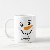 Happy Snowman Face Persoonlijke naam Kerstmis Koffiemok (Links)