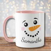 Happy Snowman Face Persoonlijke naam Kerstmis Koffiemok