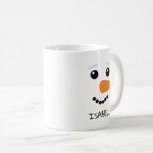 Happy Snowman Face Persoonlijke naam Koffiemok (Voorkant rechts)