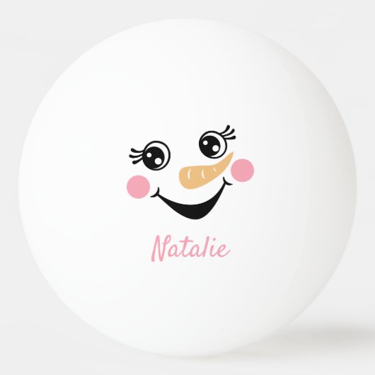 Happy Snowman Face Persoonlijke naam Pingpongbal (Voorkant)