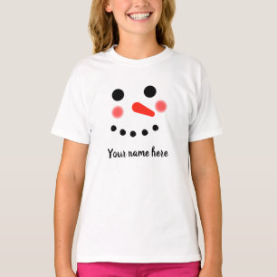 Happy Snowman Face Persoonlijke naam T-Shirt