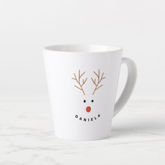 Happy Snowman Face Persoonlijke tekst Latte Mok (Rechterhoek)