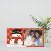 Happy Snowman Familie Kerstkaart (Staand voorkant)