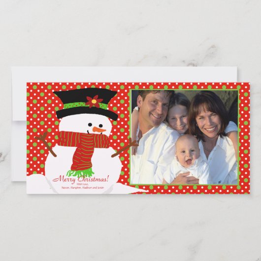 Happy Snowman Familie Kerstkaart (Voorkant)