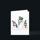 Happy Snowman Family Blank Wenskaart Bedankkaart<br><div class="desc">Schuif met de hand getekende illustratie van een gelukkige blanco kaart van de sneeuwman-familie.</div>