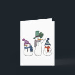 Happy Snowman Family Blank Wenskaart Bedankkaart<br><div class="desc">Schuif met de hand getekende illustratie van een gelukkige blanco kaart van de sneeuwman-familie.</div>