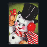 Happy Snowman -feestdag<br><div class="desc">magnetisch leuk snowman personage met wenskaart met kerst van vogelgriep</div>