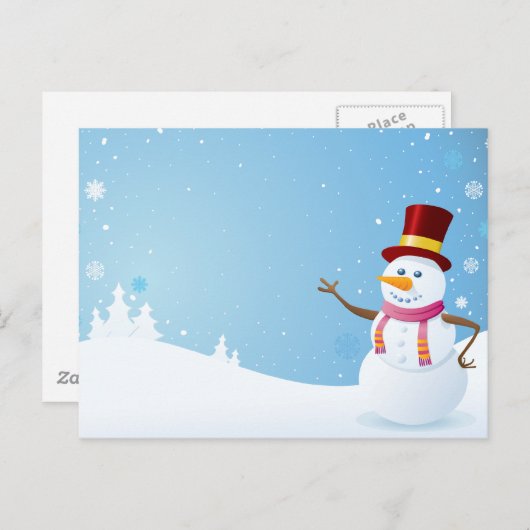 Happy Snowman Feestdagenkaart (Voorkant / Achterkant)