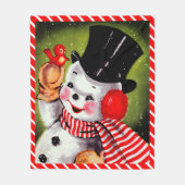 Happy Snowman  Fleece Deken (Voorkant)