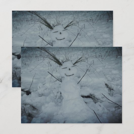 Happy Snowman Foto Briefkaart (Voorkant / Achterkant)