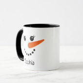 Happy Snowman Gezicht, Gepersonaliseerde Kerst Mok (Voorkant links)