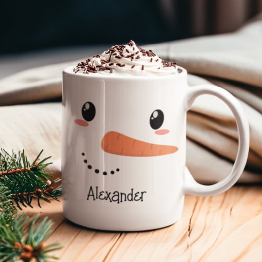Happy Snowman gezicht gepersonaliseerde kerst Mok