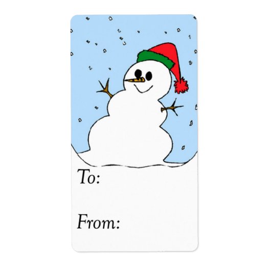 Happy Snowman Gift Label (Voorkant)