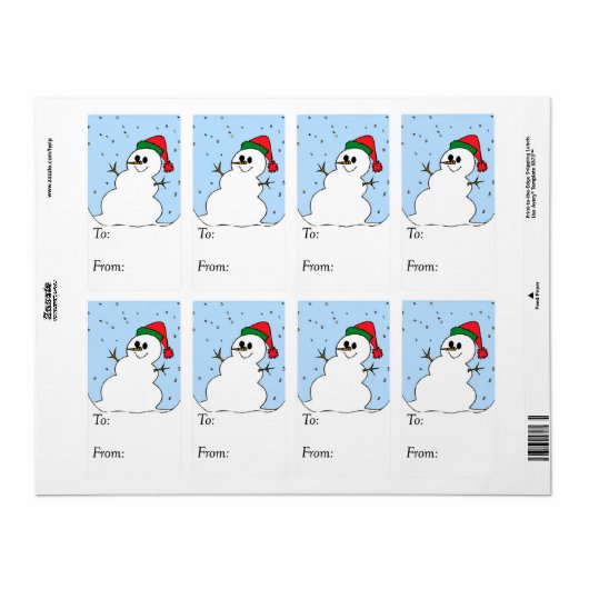 Happy Snowman Gift Label (Full Sheet)