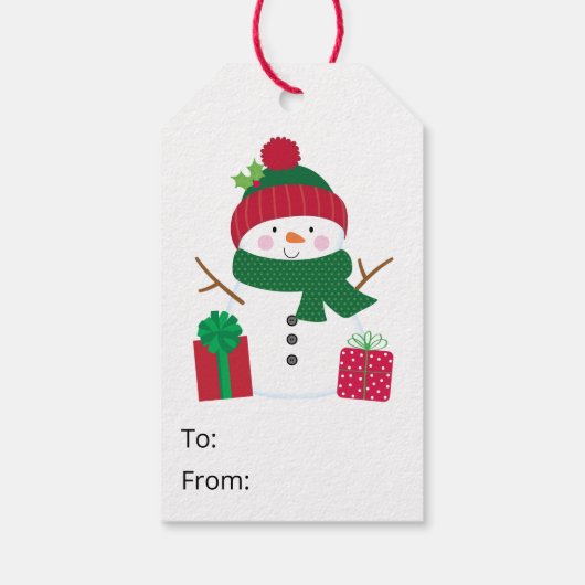 Happy Snowman Gift Labels Cadeaulabel (Achterkant)