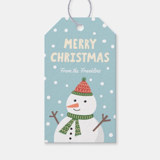 Happy Snowman Holiday Gift Labels Cadeaulabel (Voorkant)