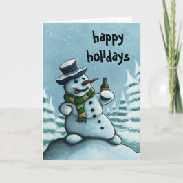 happy snowman holiday greeting card feestdagen kaart