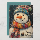 Happy Snowman Holiday Kaart (Voorkant / Achterkant)