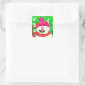 Happy Snowman Holiday Square Sticker (Tas)