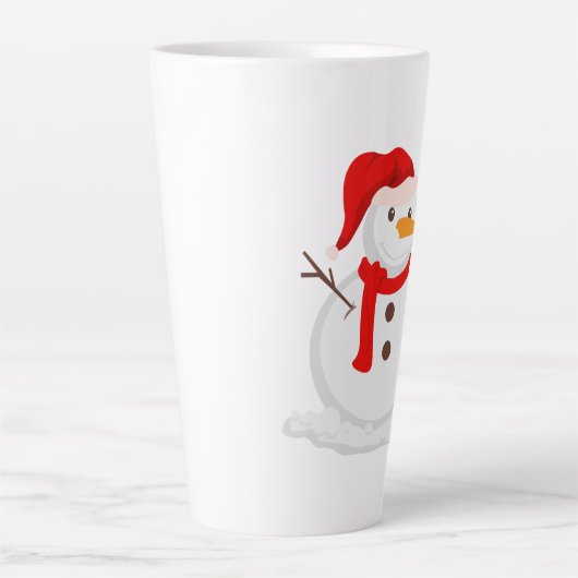 Happy Snowman in a Santa Hat Latte Mok (Voorkant)