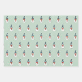 Happy Snowman in Mint Wrapping Paper set van 3 (Voorkant 3)