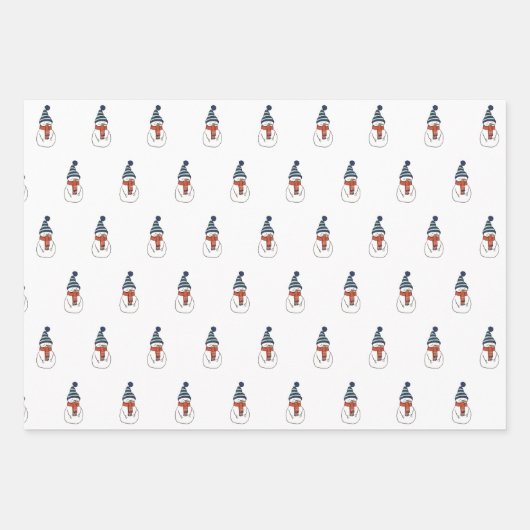 Happy Snowman in White Wrapping Paper set van 3 (Voorkant 3)
