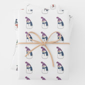 Happy Snowman in White Wrapping Paper set van 3 (In situ)
