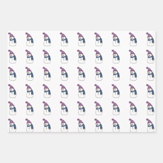 Happy Snowman in White Wrapping Paper set van 3 (Voorkant)