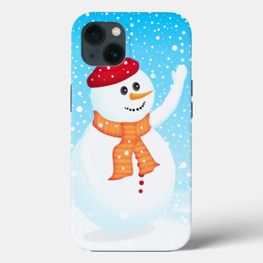 Happy Snowman iPhone 13 Hoesje-Mate Hoesje (Achterkant)