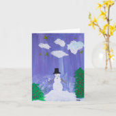 Happy Snowman Kaart (Gele Bloem)